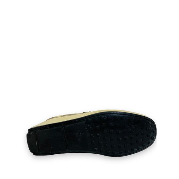 TOD’S Beige Grained Leather Bow Accent Lacetto Gomma Flats Loafers Size 6 - Picture 8 of 12